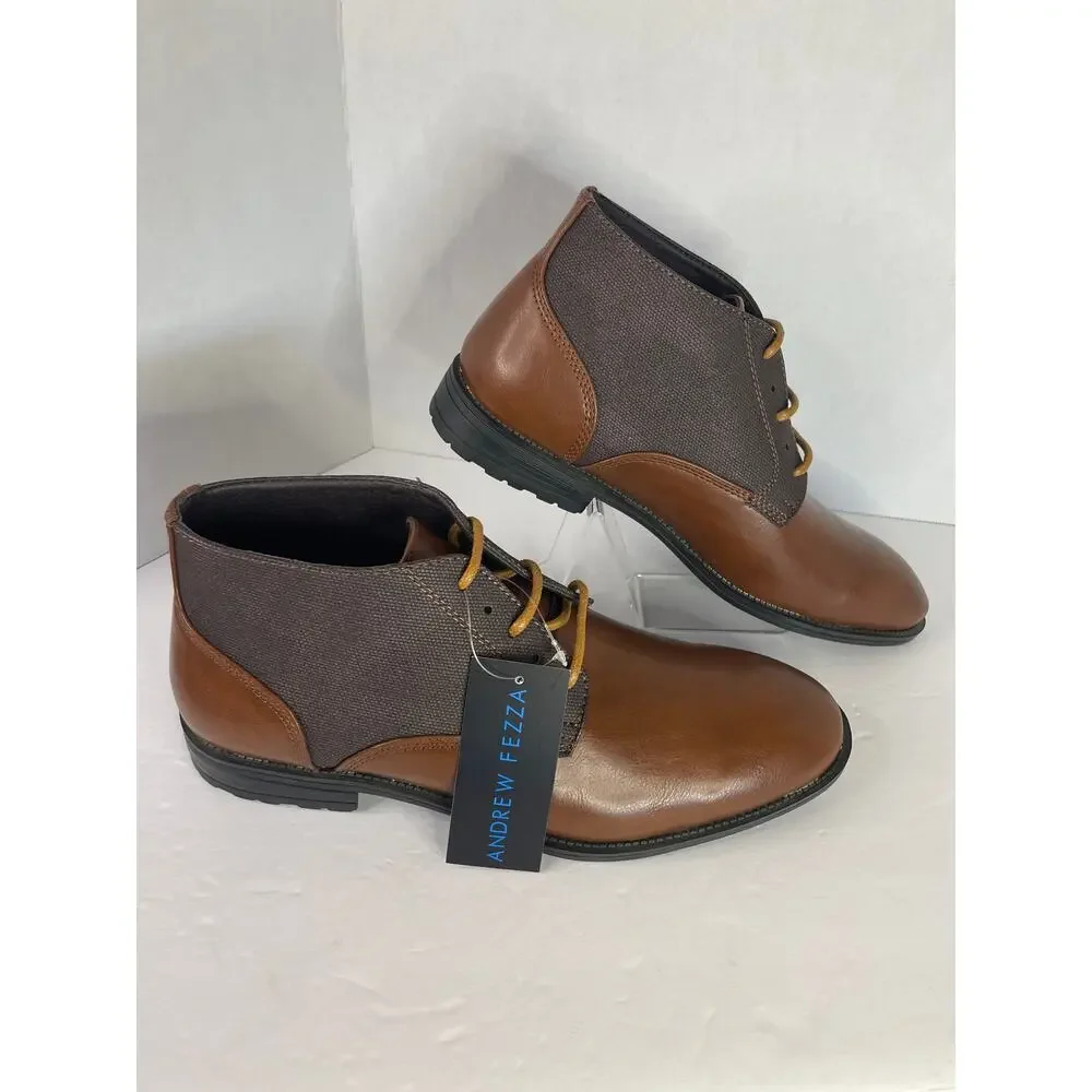 Andrew Fezza Men’s Jenson Chukka Lace Up Brown/Coffee Dress Casual Ankle Boots